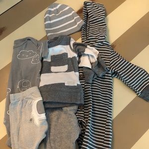 Grey and white strips baby bundle